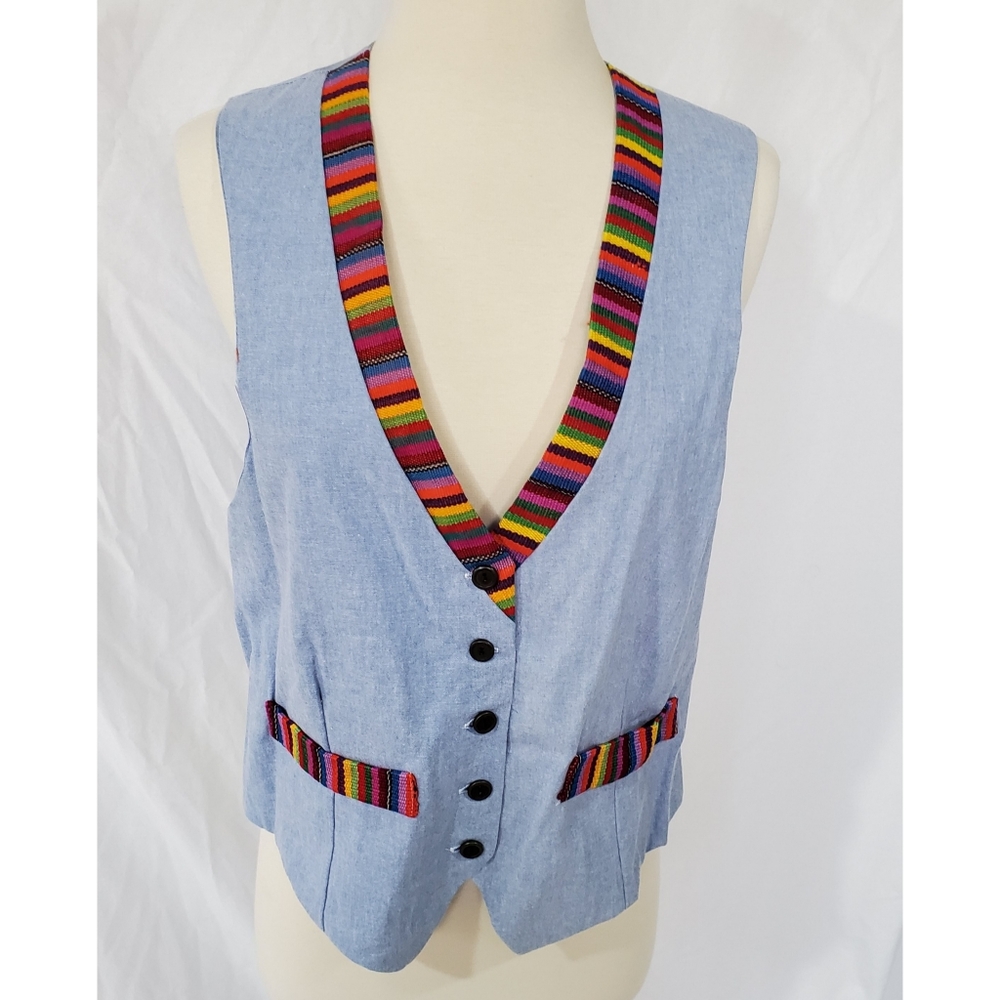 Vintage 90s Vest Colorful Pocket Deadstock